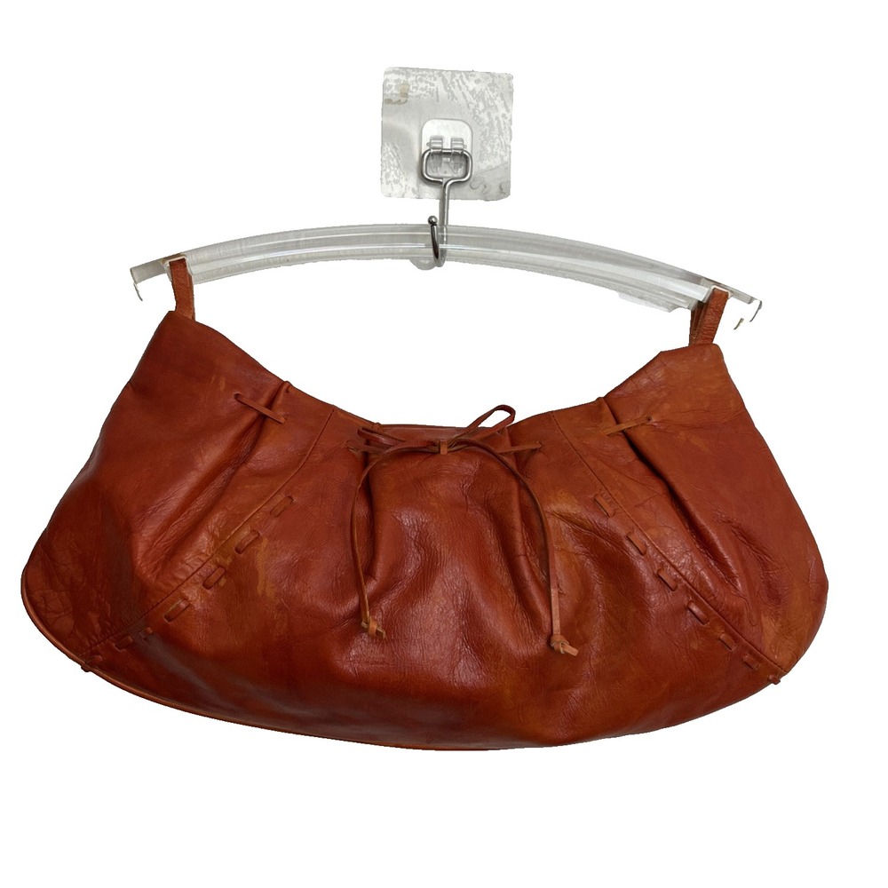 Via Spiga VTG Leather Hobo Bag Orange Rust Clear Lucile Handles *READ* Blotchy